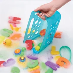 MDesign Kids Suction Wall Mounted Storage Basket For Bathroom, Small - Aqua Blue -Storage Basket Shop GUEST e45426d2 d3bf 409a b3d3 1f66dca5eb7d