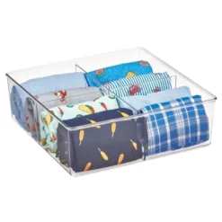 MDesign Plastic Divided Closet Storage Bin - Clear -Storage Basket Shop GUEST e4b74693 4d7a 4be1 910f 72b61e7fa875