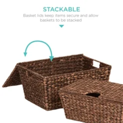 Best Choice Products Set Of 2 XL Water Hyacinth Woven Tapered Storage Basket Chests W/ Attached Lid, Handle Hole 12 Best Choice Products Set Of 2 XL Water Hyacinth Woven Tapered Storage Basket Chests W/ Attached Lid, Handle Hole -Storage Basket Shop GUEST e6cb8a6e 9650 4d64 bdb1 658863cd6b5c
