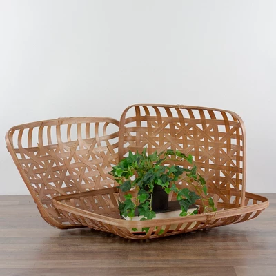 Northlight Set Of 3 Brown Rectangular Lattice Tobacco Table Top Baskets 3 Northlight Set Of 3 Brown Rectangular Lattice Tobacco Table Top Baskets