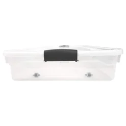 HOMZ 60 Quart Latching Underbed Durable Clear Base Storage Organizer Container Box Tote With Easy Grip Handles And Glide Wheels -Storage Basket Shop GUEST e8638227 e870 4461 b1bd 38b151684089