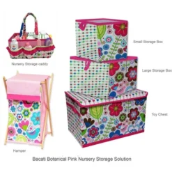 Bacati - Botanical Pink Storage Caddy -Storage Basket Shop GUEST e9f8516e b836 4642 8507 d398f899ec12