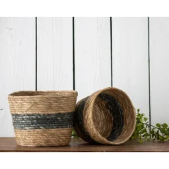 Set Of 2 Blue Cattail Decorative Storage Baskets - Foreside Home & Garden -Storage Basket Shop GUEST ea2a2b8e b16f 48d7 b8a3 d296f082ac0b
