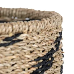 Black Rope & Seagrass Basket - Foreside Home & Garden