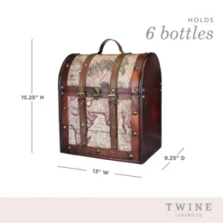 6 Bottle Old World Wooden Wine Box By Twine Living -Storage Basket Shop GUEST eaa0e44a ab18 4736 8f3d 6f57d4c06a35