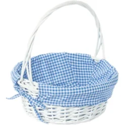 Wickerwise White Round Willow Gift Basket, With Gingham Liner And Handles 28 Wickerwise White Round Willow Gift Basket, With Gingham Liner And Handles -Storage Basket Shop GUEST eb5de11f 236f 4700 b8f9 f99c15421049