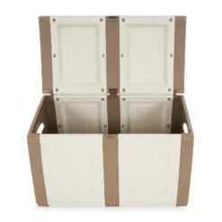 Homeplast Regular 52.83 Gallon Capacity Indoor Outdoor Heavy Duty Plastic Deck Box Storage Trunk For Pillows, Patio Cushions, & Firewood, Beige/White -Storage Basket Shop GUEST ec28c658 cb5c 4712 ace4 4e9ca379a446