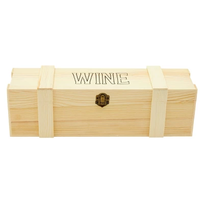 Bright Creations Wood Single Bottle Wine Gift Box, Pinewood Wooden Wine Crate Storage Case With Clasp For Birthday, Wedding, Housewarming 10 Bright Creations Wood Single Bottle Wine Gift Box, Pinewood Wooden Wine Crate Storage Case With Clasp For Birthday, Wedding, Housewarming - Image 8