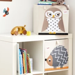 3 Sprouts Large 13 Inch Square Children's Foldable Fabric Storage Cube Organizer Box Soft Toy Bin, Friendly Owl And Sheep (2 Pack) -Storage Basket Shop GUEST ecc573ce f109 44a9 95a4 75341ea7cbd8
