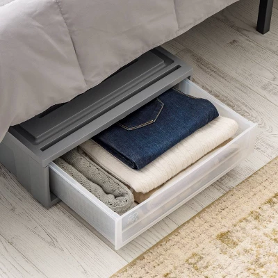 IRIS 27.5qt Underbed Plastic Storage Container With Sliding Organizer Drawers Gray/Clear 9 IRIS 27.5qt Underbed Plastic Storage Container With Sliding Organizer Drawers Gray/Clear - Image 7