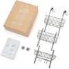 Smartpeas 34'' X 12'' Stainless Steel 3x Hanging Shower Caddy With Adhesive Hooks - Grey -Storage Basket Shop GUEST ee17db55 60f5 4606 aad2 cd6e76d96402