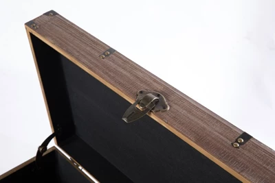 Vintiquewise Wooden Rectangular Lined Rustic Storage Trunk With Latch 6 Vintiquewise Wooden Rectangular Lined Rustic Storage Trunk With Latch - Image 4