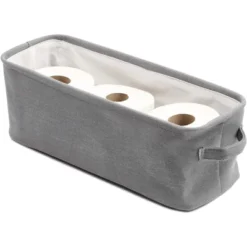 Gray Jute Fabric Storage Bin Basket Container Cubes Organizer With Handles Rectangular 16"x6"x5.25" -Storage Basket Shop GUEST ef6b60b1 d6cc 440a ad39 ca1c047fcad9
