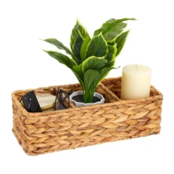 Farmlyn Creek 2 Pack Decorative Water Hyacinth Storage Baskets With 3 Compartments For Bathroom, Laundry Room, Nursery -Storage Basket Shop GUEST f25c512a ea5b 45d3 9aab 77ee435dacfa