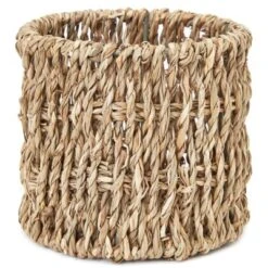 Farmlyn Creek Set Of 3 Wicker Round Storage Baskets For Shelves With Rectangular Seagrass Tray, Brown -Storage Basket Shop GUEST f286cf01 38a4 4da7 9964 737f8ceb21d3