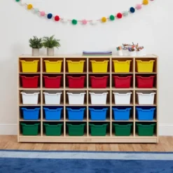 ECR4Kids 30 Cubby School Storage Cabinet, Kids Cubbies With Tray Slots -Storage Basket Shop GUEST f28c0c70 2215 486b 8855 a3a4d7bbc276