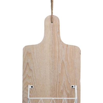 White Metal, Wood & Jute Wall Basket - Foreside Home & Garden 5 White Metal, Wood & Jute Wall Basket - Foreside Home & Garden - Image 3