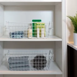 Set Of 2 Storage Bins - Basket Set For Toy, Kitchen, Bathroom, And Closet Storage - Small Shelf Organizers With Handles By Home-Complete (White) -Storage Basket Shop GUEST f3d2ff4e eaf6 437d ba58 b478dc7967d5