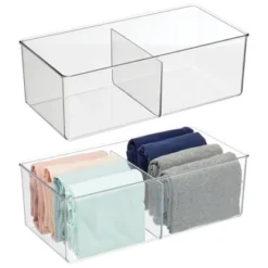 MDesign Plastic Divided Closet Storage Bin - Clear -Storage Basket Shop GUEST f42bfc77 02ea 403e b322 ef4c487abde7