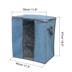 Unique Bargains Family Quilt Clothes Dustproof Zippered Non Woven Fabric Decorative Storage Bins 17.3"x11.8"x18.5" Pale Blue 1 Pc