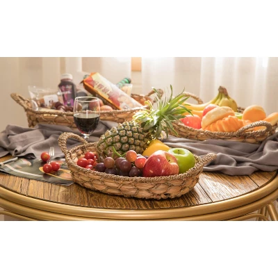 Vintiquewise Seagrass Fruit Bread Basket Tray With Handles 3 Vintiquewise Seagrass Fruit Bread Basket Tray With Handles