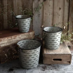 Set Of 3 Galvanized Metal & Wood Baskets - Foreside Home & Garden -Storage Basket Shop GUEST f5066b8c 67ba 45ac b1f4 0d9e5c515034