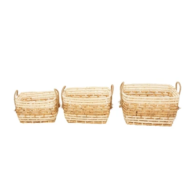 Set Of 3 Contemporary Sea Grass Storage Baskets Brown - Olivia & May 4 Set Of 3 Contemporary Sea Grass Storage Baskets Brown - Olivia & May - Image 2