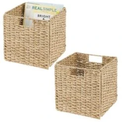 MDesign Woven Seagrass Home Storage Basket For Cube Furniture, 2 Pack -Storage Basket Shop GUEST f6bc13fb 6c37 49bc 8b88 56d157af5e39