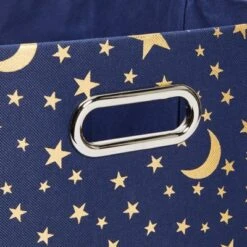 Okuna Outpost 4 Pack Fabric Storage Cube Bins, Cube Organizer, Blue With Gold Moons And Stars (11 X 11 In) -Storage Basket Shop GUEST f81dd5e6 0263 4fc9 8a50 87e2ad0e6fec