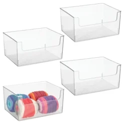 MDesign Open Front Plastic Storage Bin For Cube Furniture, 12" W, 4 Pack - Clear -Storage Basket Shop GUEST f8c3a4ad 07cb 4347 9632 c63a792ab8a6