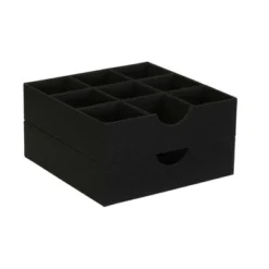 Household Essentials Set Of 2 9-Section Drawer Trays Black Linen -Storage Basket Shop GUEST fc5432c6 6472 4ee0 9f2d 1dff00621587