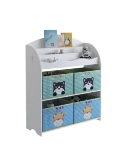 Year Color School Supply, Nursery, Daycare, Toddler, Kids Book Display And Toy Storage Organizer With 6 Fabric Storage Bins 10 Year Color School Supply, Nursery, Daycare, Toddler, Kids Book Display And Toy Storage Organizer With 6 Fabric Storage Bins -Storage Basket Shop GUEST fdd1c69d 8b4e 480e 8380 dd7c7edcc1bc