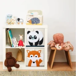 3 Sprouts Kids Childrens Collapsible Fabric 13 X13 X 13 Inch Storage Cube Bin Box For Cubby Shelves, Orange Fox And Panda Bear (2 Pack) -Storage Basket Shop GUEST fdd3883c 3121 492f 89e9 cc9d9cc6c9cf