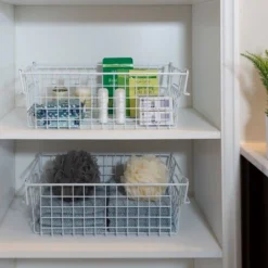 Set Of 2 Storage Bins - Basket Set For Toy, Kitchen, Closet, And Bathroom Storage - Medium Shelf Organizers With Handles By Home-Complete (White) -Storage Basket Shop GUEST fdda9591 1047 4520 b454 2324dbdfbe0f