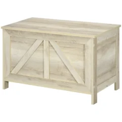 HOMCOM 19" Farmhouse Storage Chest, Lift Top Box Organizer With Safety Hinge To Open Up 150° For Bedroom, Entryway, Living Room, White -Storage Basket Shop GUEST ff1e319e bd0a 49c5 bfc4 5616d0dd54c9