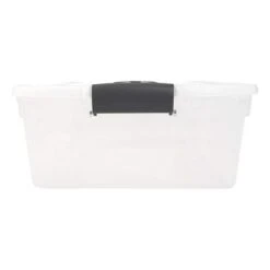 Homz 15.5 Qt Plastic Multipurpose Stackable Clear Storage Container Bins With Lid For Home Or Office Organization, Gray Latch (4 Pack) -Storage Basket Shop GUEST ffcc8279 c065 46d2 8c7c 66b0082870f8